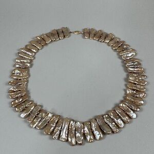 Freshwater biwa pearl necklace with 14k gold clasp